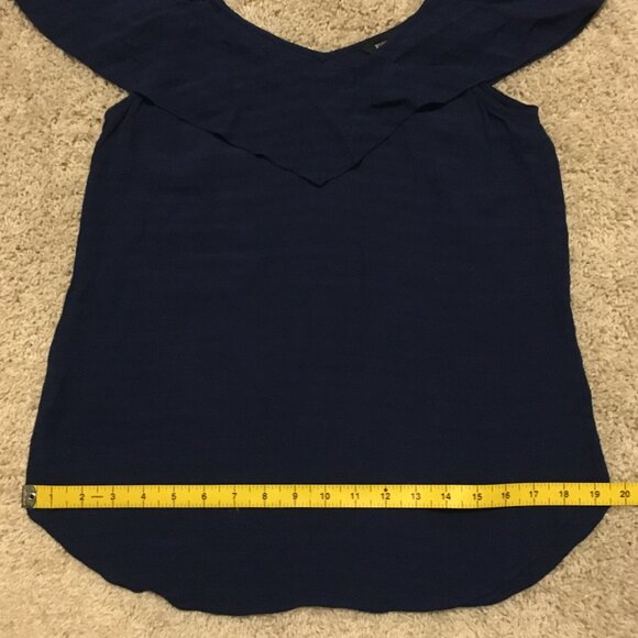RW&CO. Navy Blue Off Shoulder Tasseled Rayon Beach House Tank Top - Picture 13 of 14